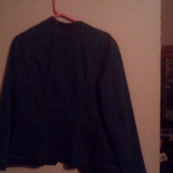 Denim jacket, bedazzled zipper front. - Picture 2 of 2